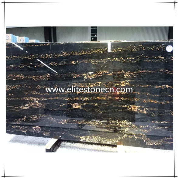 ES-M16 Italy Portoro polished Black and Gold Marble