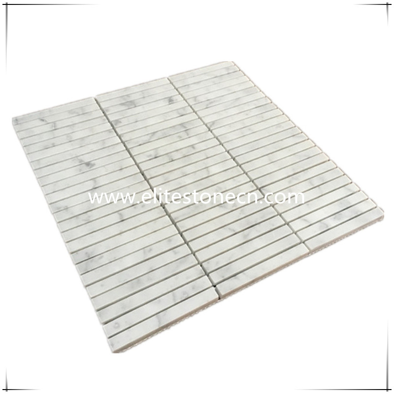 ES-C01 Carrara White Rectangular Stacked Mosaic Tile Polished - Marble from Italy