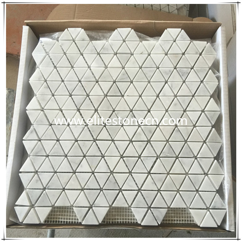 ES-C17 White Bianco Carrara Marble Triangle Mosaic Tile Polished - Marble from Italy