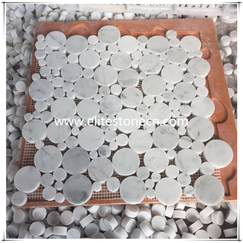 ES-C14 Carrara White Bubble Round Mosaic Tile Polished - Marble from Italy