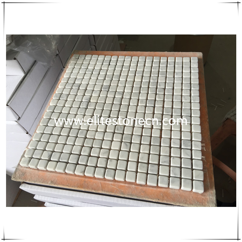 ES-C19 Carrara Marble Italian White Bianco Carrera Mosaic Tile Tumbled