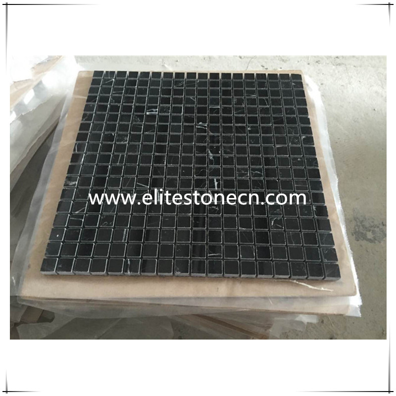 ES-N01 Nero Marquina Black Marble Mosaic Tile Polished