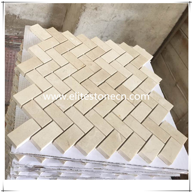 ES-A03 Crema Marfil 1x2 Herringbone Mosaic Tile - Marble from Spain