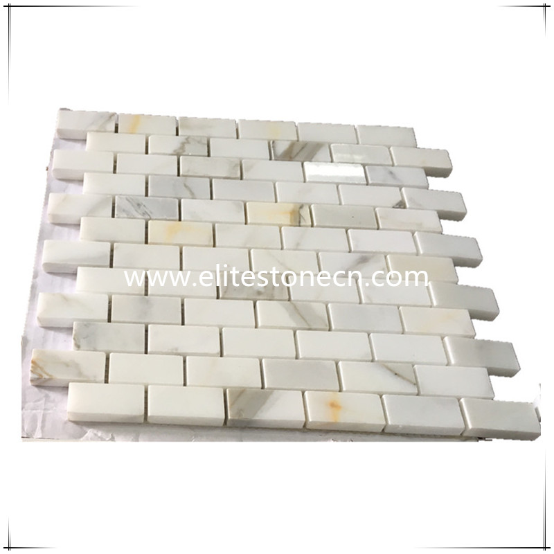 ES-G04 Calacatta Gold 1x2 Medium Brick Mosaic Tile Polished - Marble from Italy