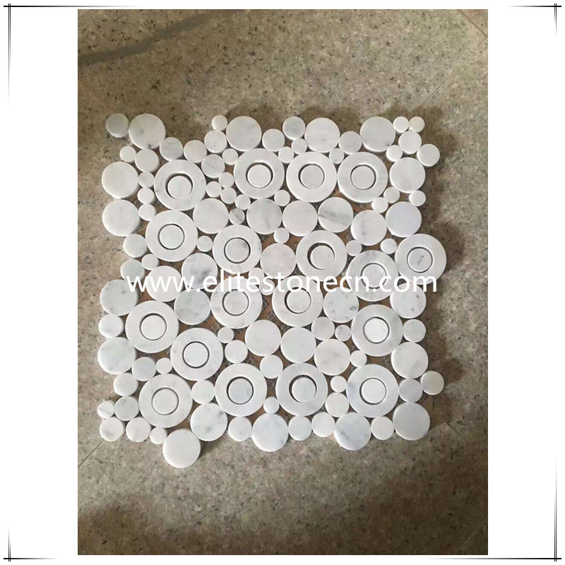 ES-C20 Carrara White Circle Bubble Mosaic Tile Polished - Marble from Italy