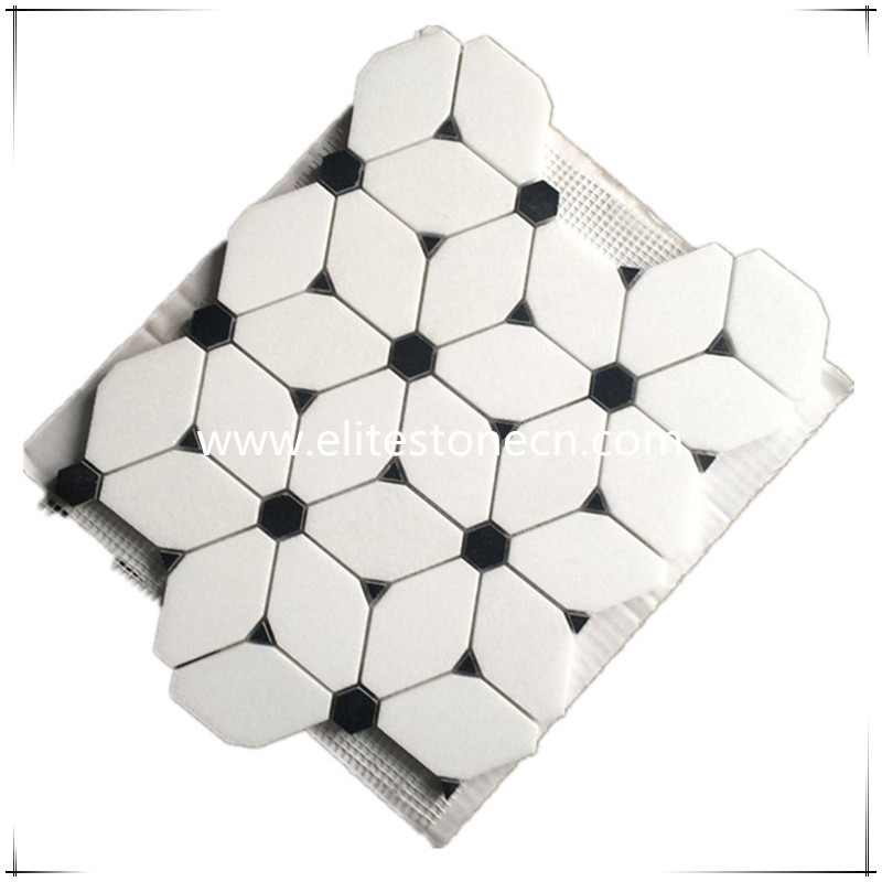 ES-W09 Thassos white marble mosaic flower marble mosaic tile
