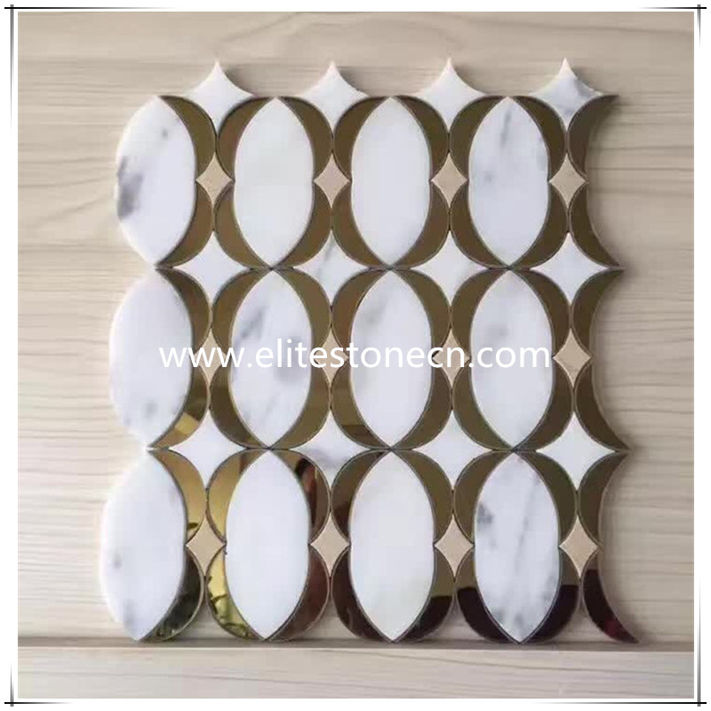 ES-W04 Best selling round brass and white marble mosaic of China National Standard
