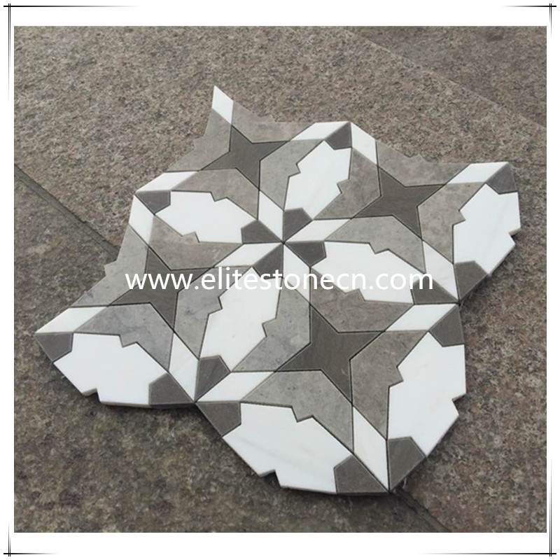 ES-W10 Hot Selling Fashion Design Flower Pattern Marble Mosaic Tile