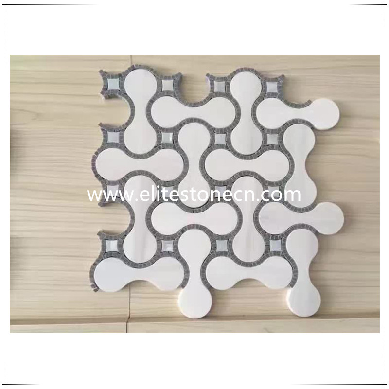 ES-W05 2017 Cheap price bathroom mosaic floor tile , white marble mosaic