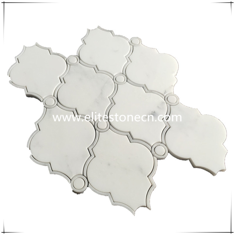 ES-W12 High quality with cheap price Bianco Carrara White Marble Lantern Mosaic Tile