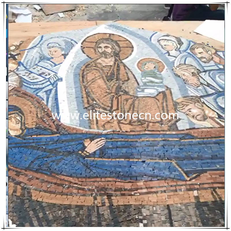 Handmade Mosaic Mural Religious Wall Tiles Decoration Marble Mosaic