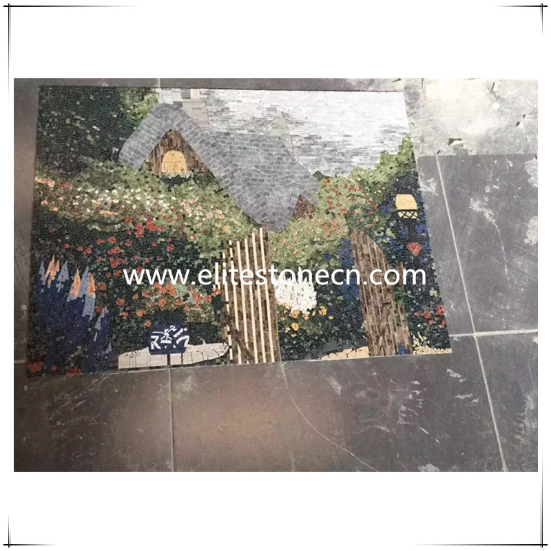 hand cut mural wall marble medallion mosaic picture tile