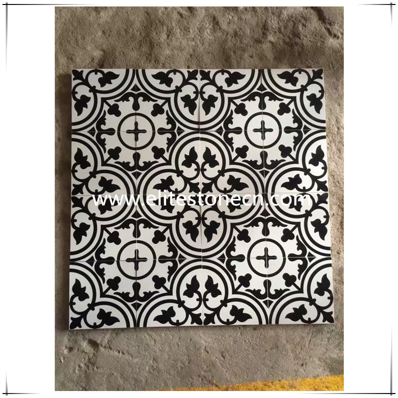 ES-E01 8x8 Black and White Cement Tile