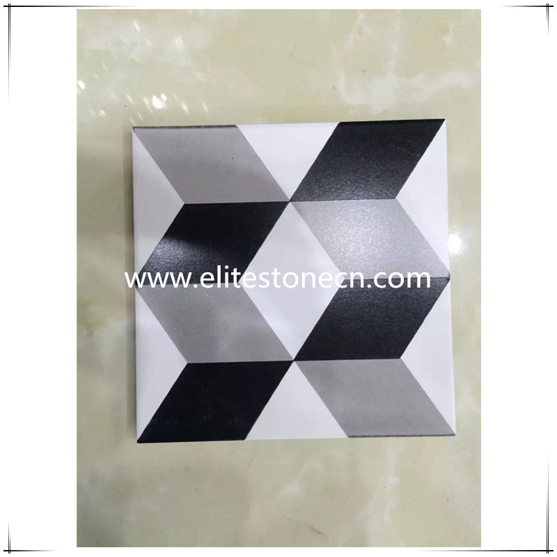 ES-E11 Geometric Black Encaustic Cement Tile