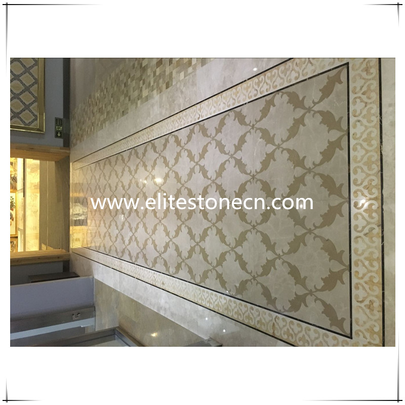 ES-J15 Classical beige marble waterjet mosaic tiles design