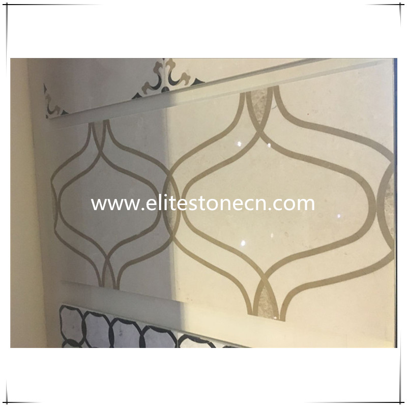 ES-J10 Interior Decoration waterjet beige marble tiles design floor pattern