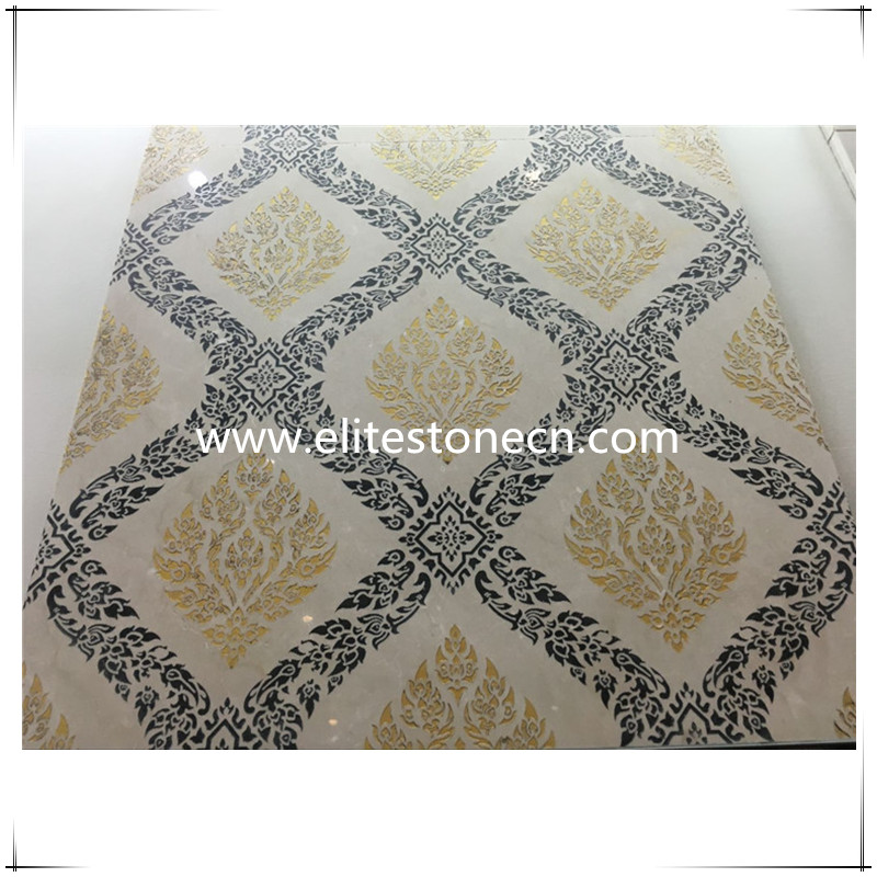 ES-J18 Building Decorative Cream Beige Waterjet Marble Tile