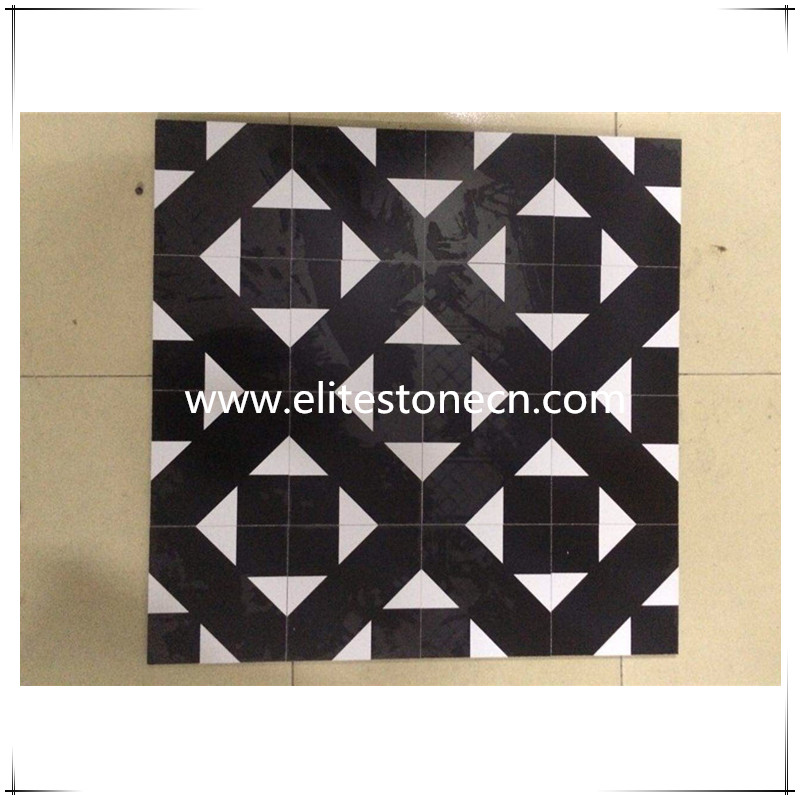 ES-E20 Moroccan geometric black and white cement encaustic tiles