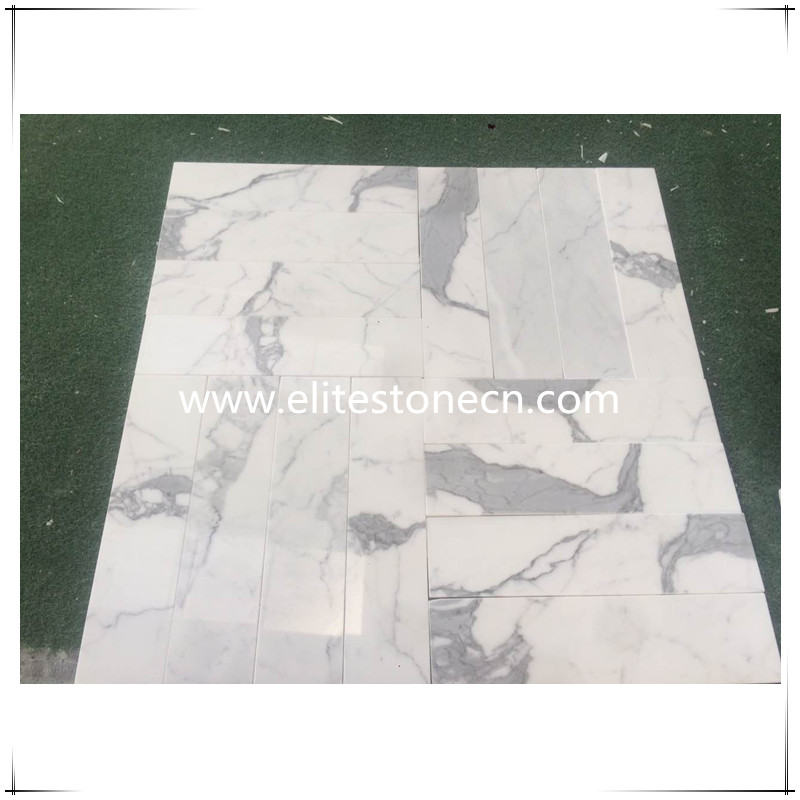 ES-M02 Calacatta White Italian Marble 3x12 Tile Polished