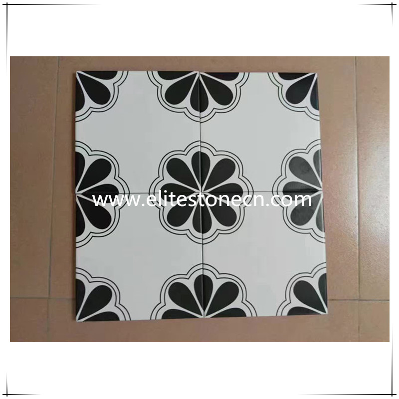 ES-E28 Encaustic moule black and white cement tile