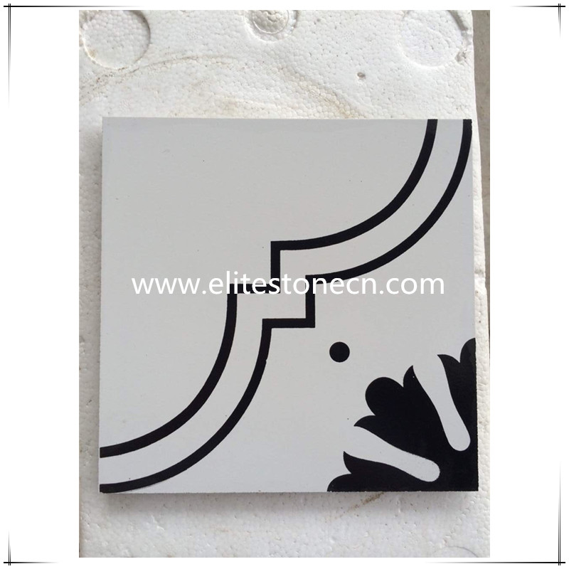 ES-E24 200x200mm black white moroccan cement tile decorative tile