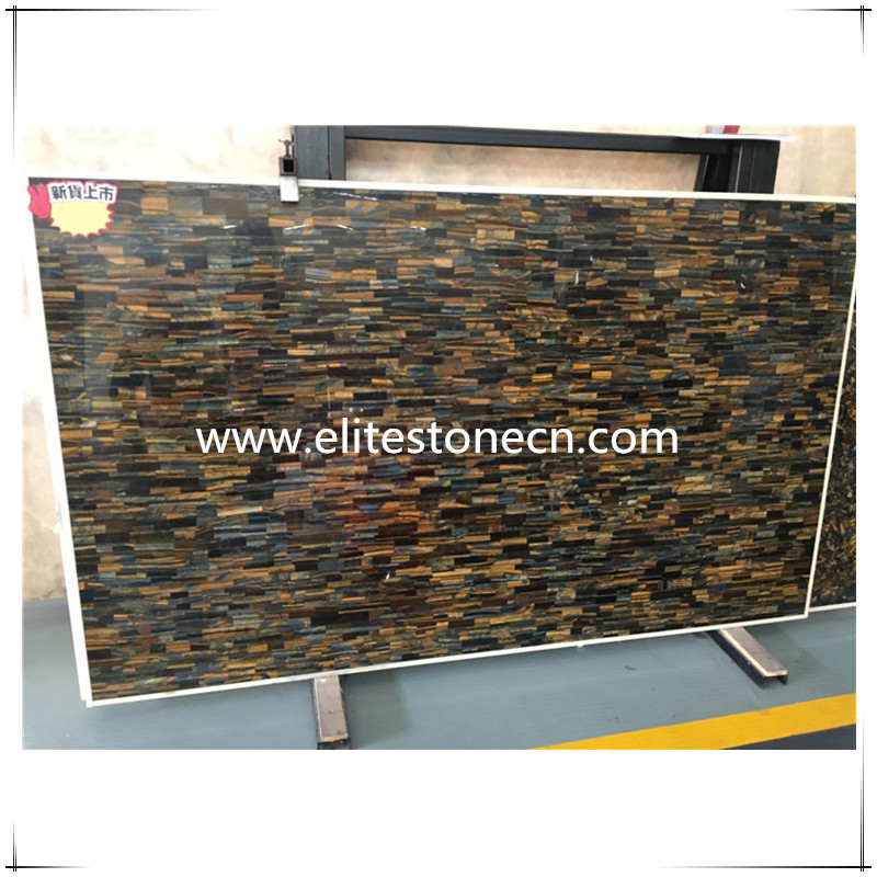 ES-P01 Best Hotel and Villa decor Precious Yellow Blue Tiger Eye Gemstone Slab Price