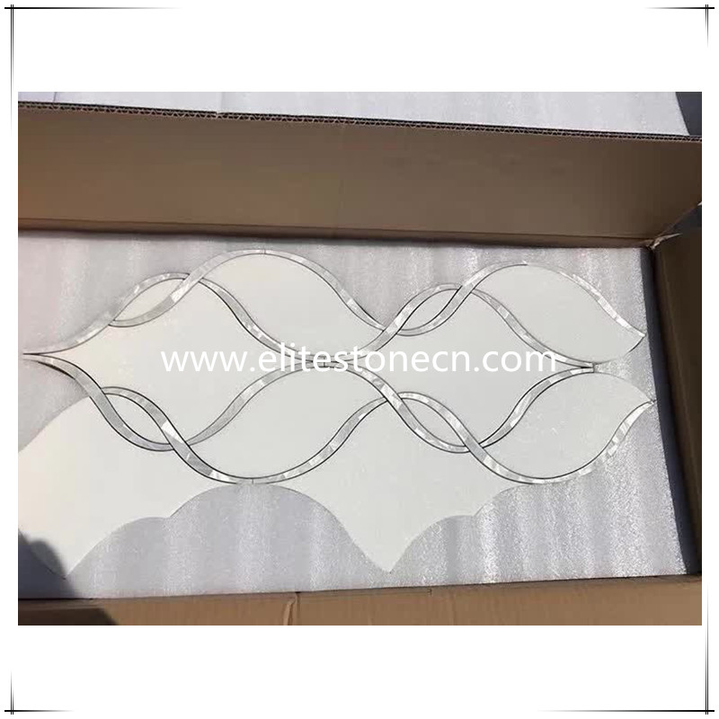 ES-W13 Thassos White Marble Arabesque Mosaic Tiles