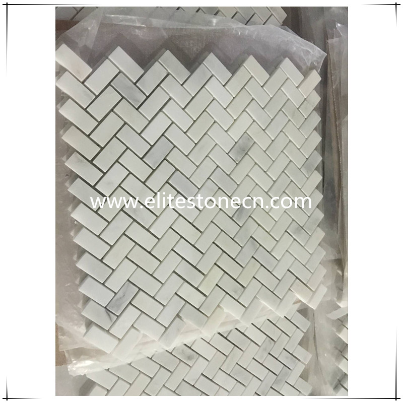 ES-O11 Eastern Oriental White Herringbone Stone Mosaic