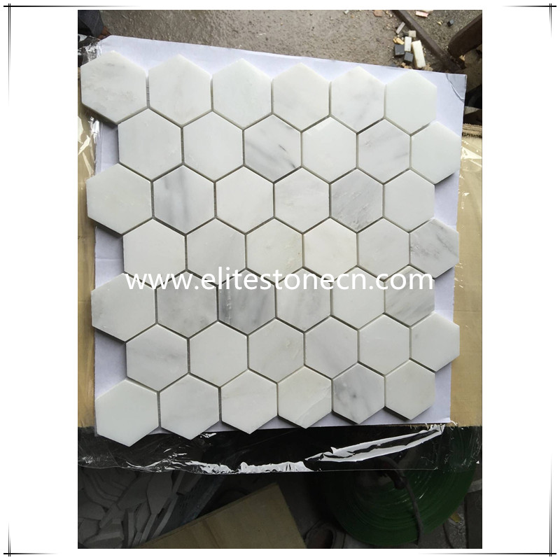 ES-O06 China Oriental White Marble Hexagon Mosaic For Bathroom Wall And Floor