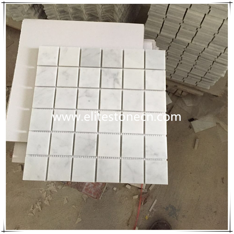 ES-C05 Carrara White 2x2 Square Mosaic Tile Polished - Marble from Italy