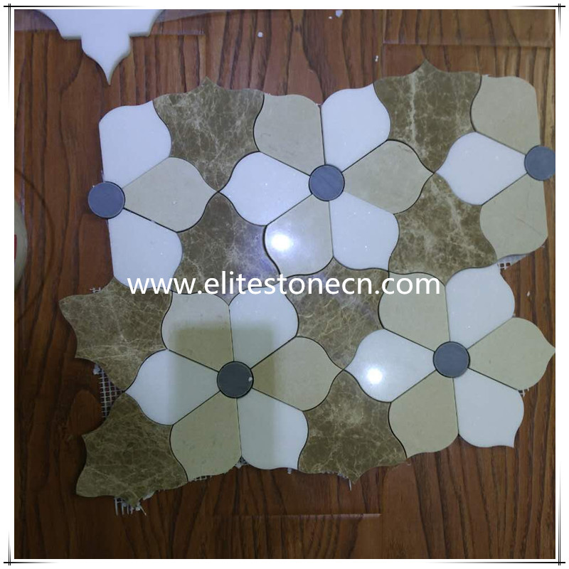 ES-J31 Best sale Floor flower tiles design marble waterjet medallion mosaic