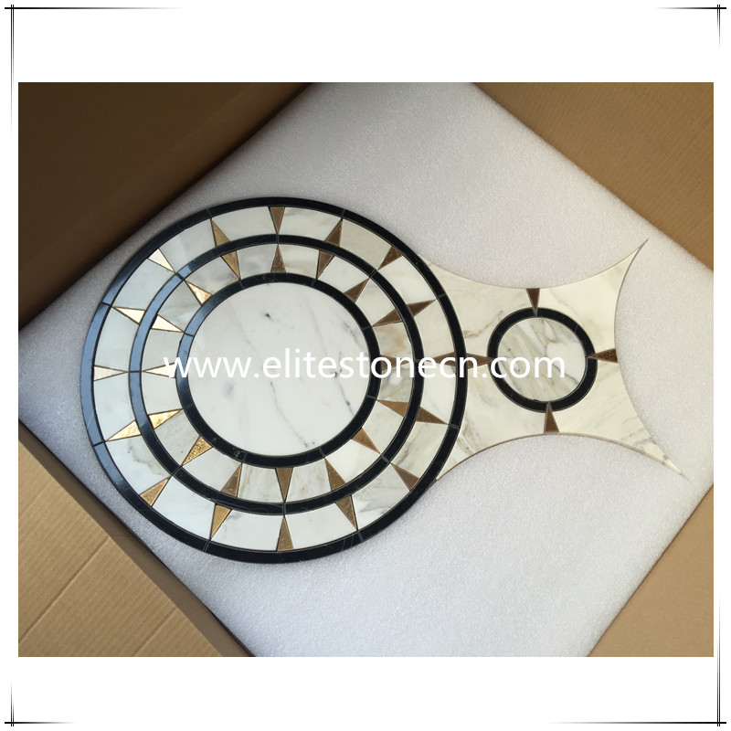 ES-W29 Bathroom white calacatta marble waterjet mosaic