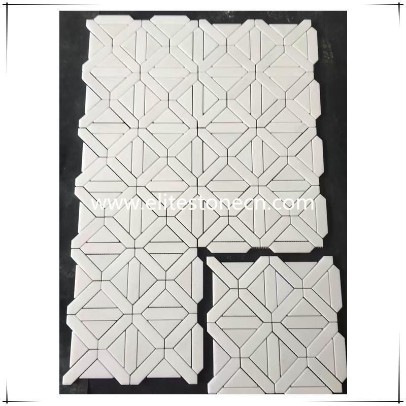 ES-W37 Polished White Marble Waterjet Marble Mosaic