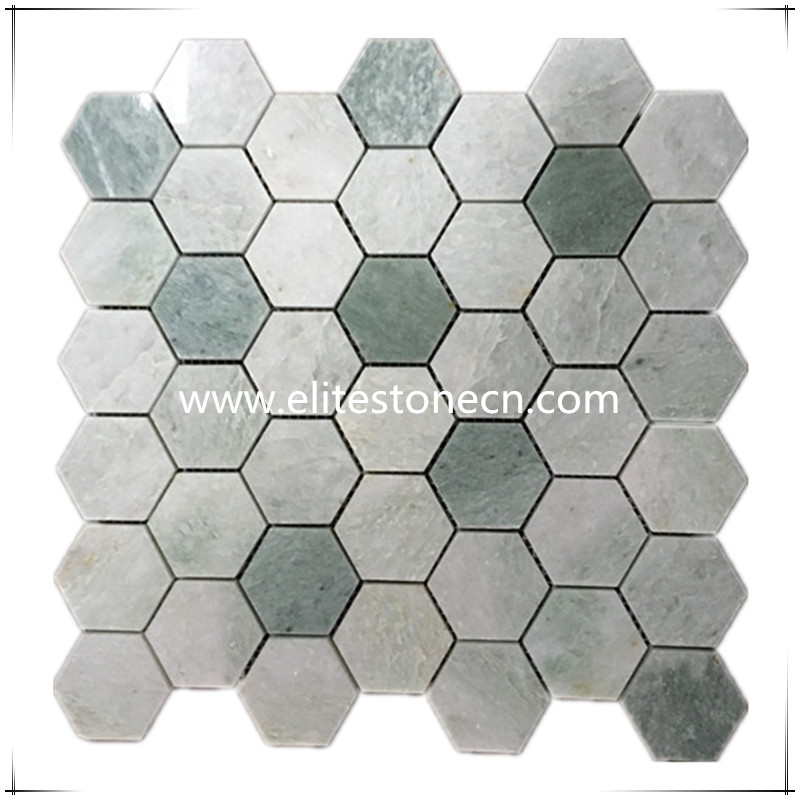 ES-R02 Ming Green Marble Hexagon Floor mosaics Tile