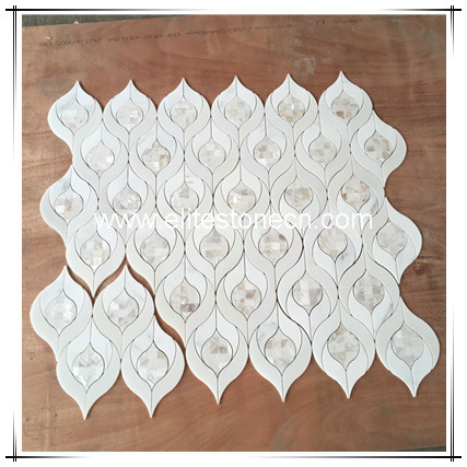 ES-W201 leaf pattern marble waterjet mosaic tile for background wall