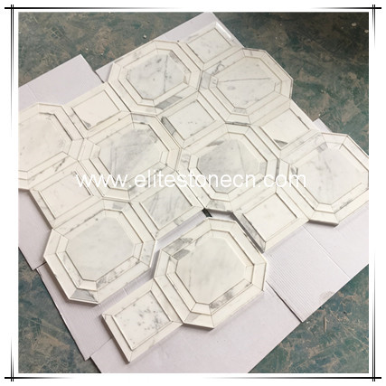 ES-W204 Italian Calacatta white marble mosaic tile 3d