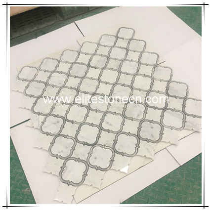 ES-W203 Flower Pattern White Carrara Waterjet Marble Mosaic for Kitchen Backsplash