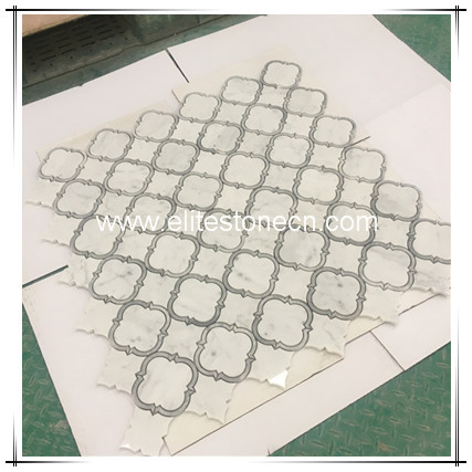 ES-W203 Flower Pattern White Carrara Waterjet Marble Mosaic for Kitchen Backsplash