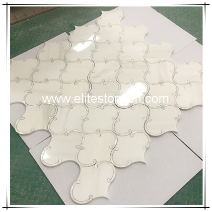 ES-W168 Arabesque style white Bianco Dolomite with shell marble mosaic tile