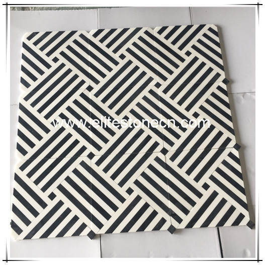 ES-W208 white and black marble mosaic floor tile simple type tile