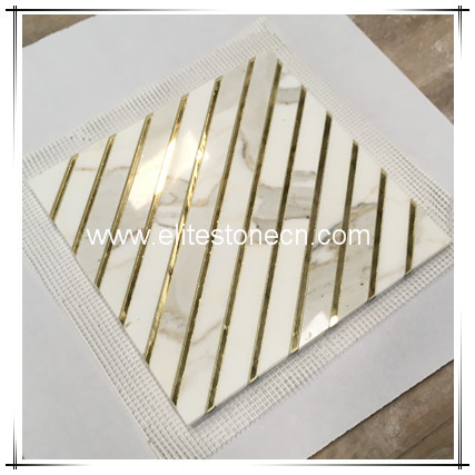 ES-G39 Latest design kitchen backsplash wall white glitter mosaic bathroom calacatta white marble glass mozaic tile