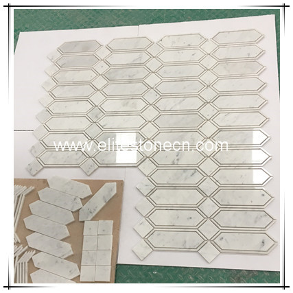 ES-C38 Manufacturer Waterjet Mosaic Tile White Bianco Carrera Inside Wall Tiles