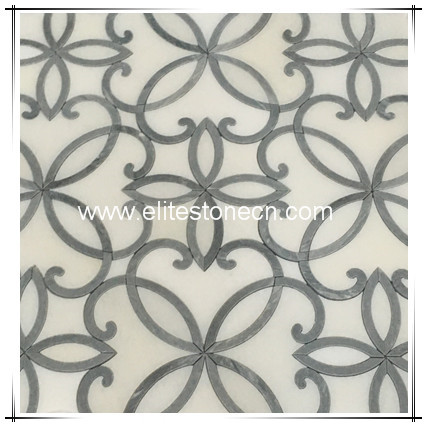 ES-W223 Cheap Wall Designs Waterjet parquet flooring Flower marble mosaic