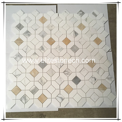 ES-G40 Manufacturer Popular Mosaic Calacatta Gold Marble Polished Octagon Mosaic tiles