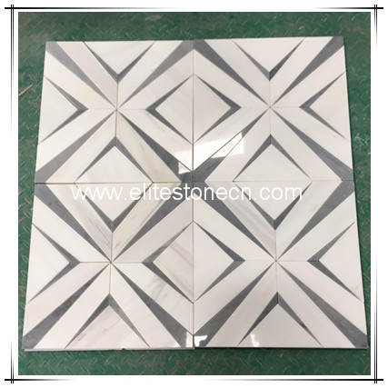 ES-W232 Interior wall decorative white stone and tile waterjet mosaic tile mosaic bathroom floor tiles and marbles mosaic