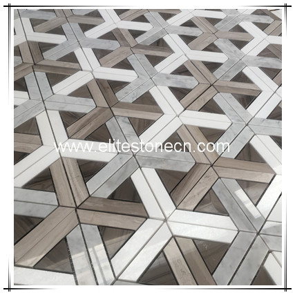 ES-H30 Hexagon Wood Grain Mosaic Tiles Flooring Stone Tile Hexagon Marble Mosaic