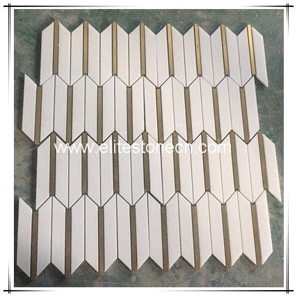 ES-T37 White Chevron Thassos Marble Tile Backsplash Mosaic