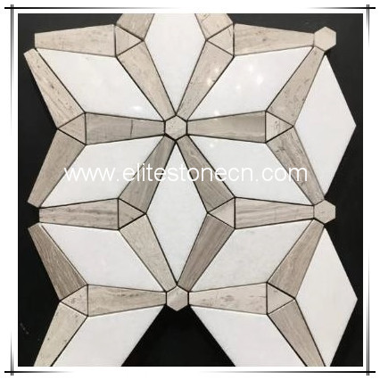 ES-T39 Water Jet Mosaic Tile Floor Pattern Design Flower Waterjet Marble Tiles