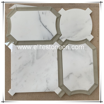 ES-W252 Luxury kitchen living room300*300mm waterjet marble mosaic tile glass mosaic