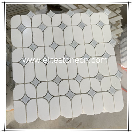 ES-T42 Polished Square White Thassos Marble Mosaic For Home Decoration